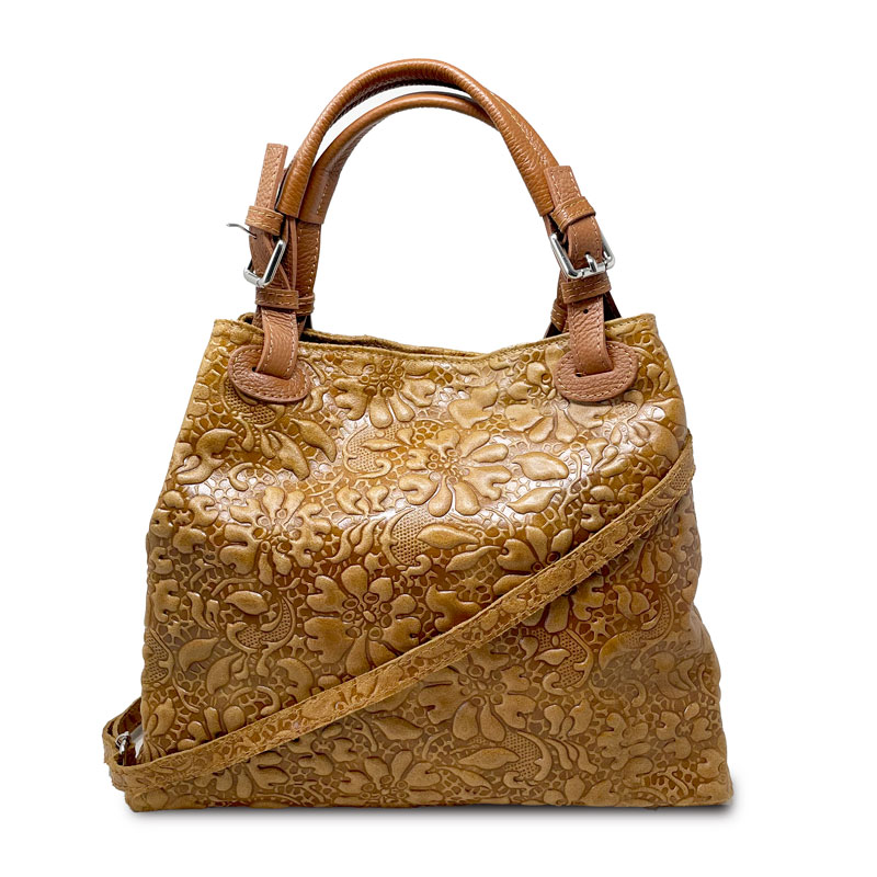 Borsa a Mano da Donna Fantasia Floreale su Pelle - Pienza 80049. - immagine 2