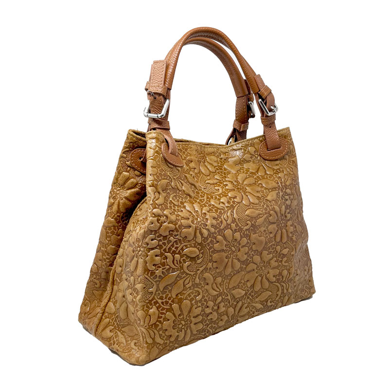 Borsa a Mano da Donna Fantasia Floreale su Pelle - Pienza 80049. - immagine 3