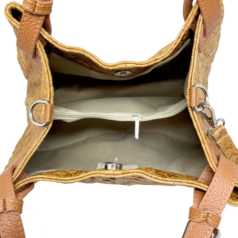 Borsa a Mano da Donna Fantasia Floreale su Pelle - Pienza 80049. - immagine 5