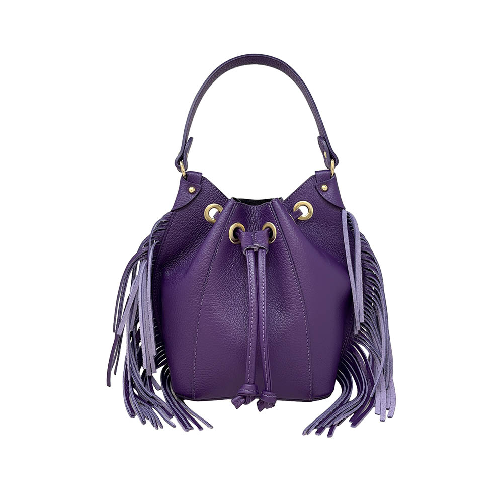 Borsa a Mano Secchiello da Donna in Pelle Dollaro con Frange ART. K104 - immagine 2