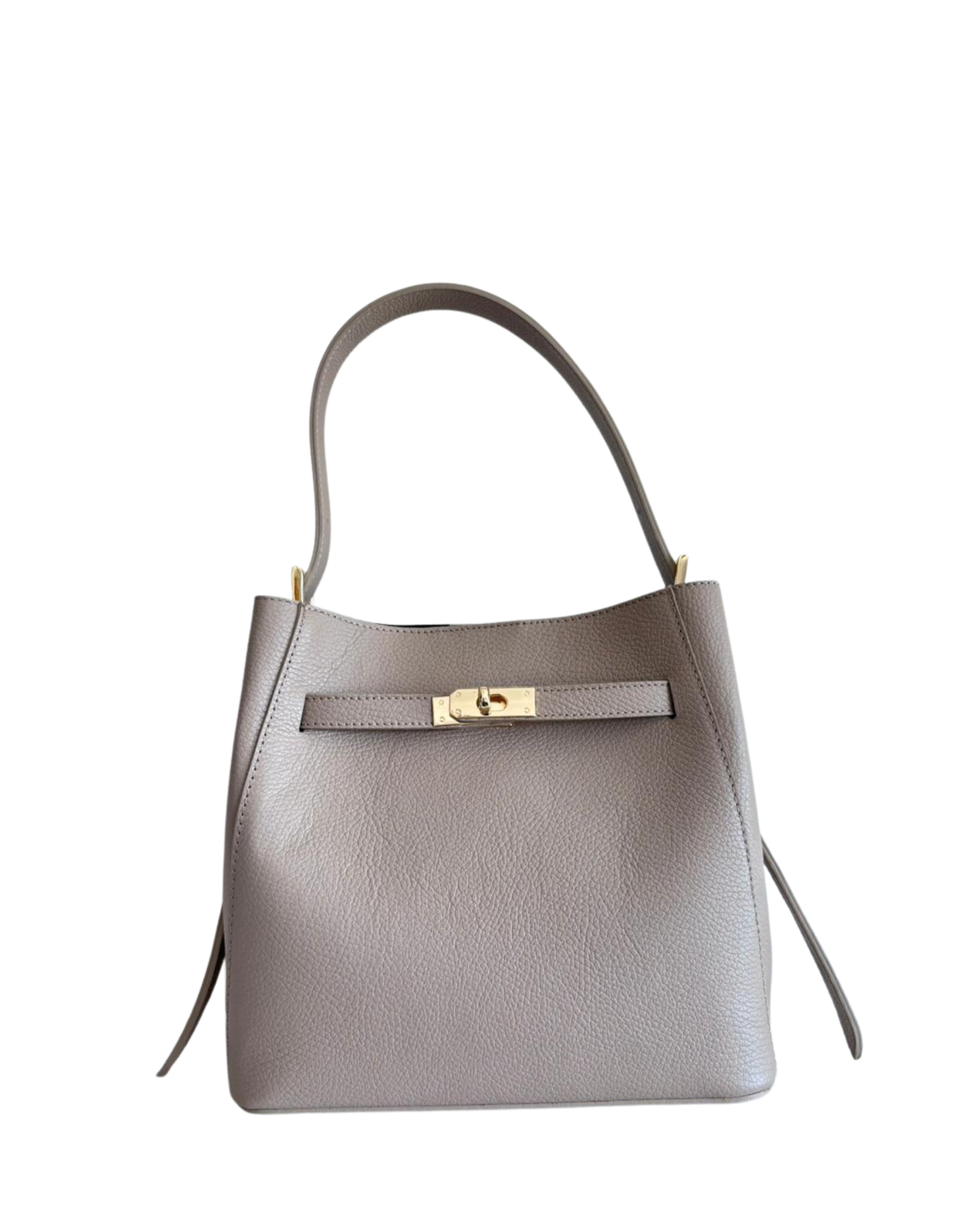 Borsa a Mano spalla o tracolla Donna chiusura iconica in Vera Pelle Made in Italy - L'Iris - 25x28x13 Cm