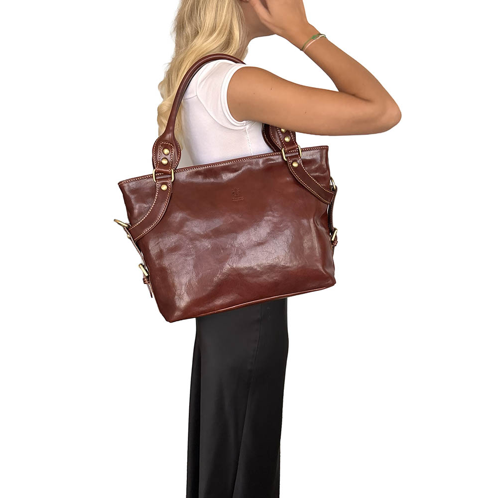 Borsa A Tracolla in Vera Pelle Lucida Made in Italy - L'Ivette - art. KFAB013 - immagine 7